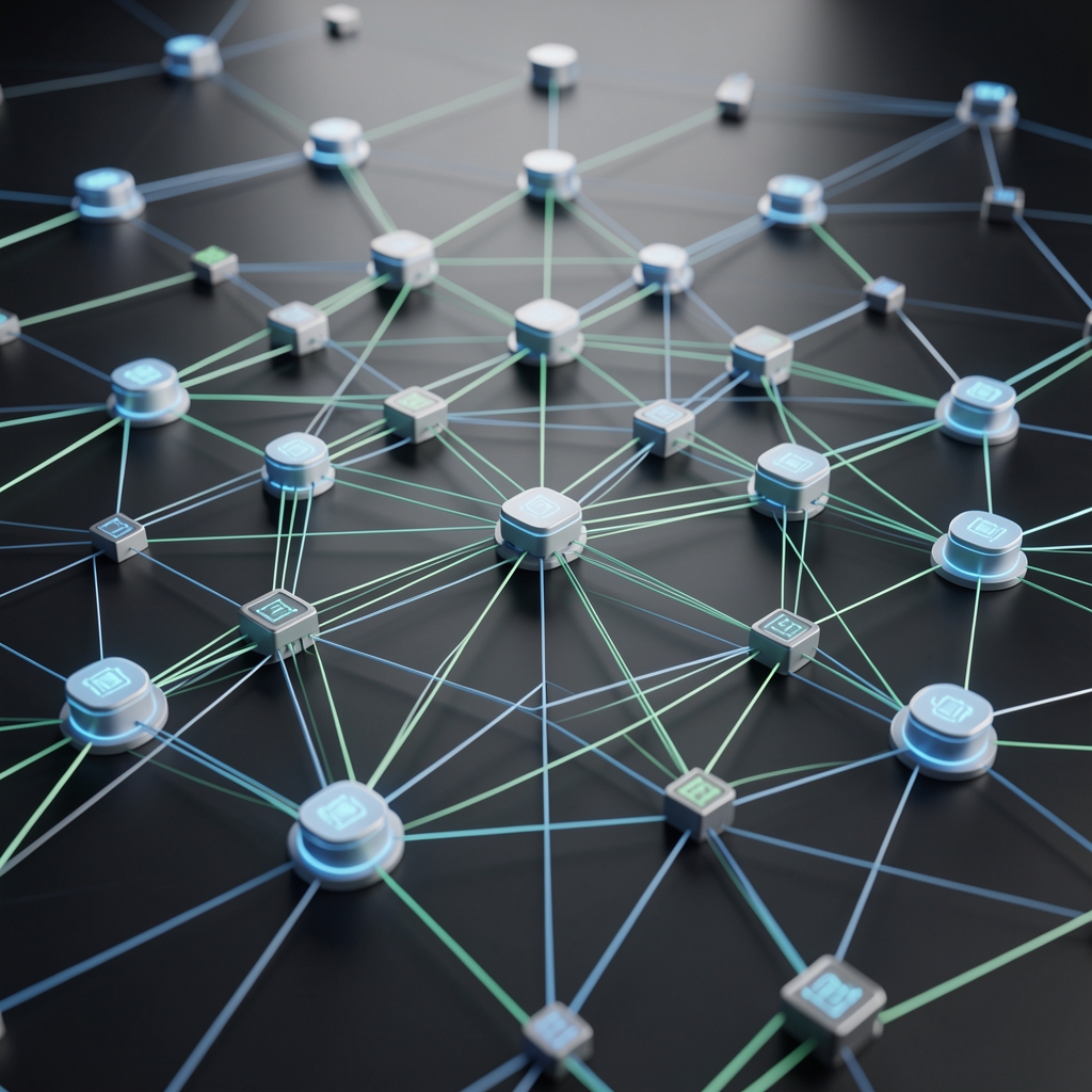 Digitalni prikaz Bitcoin i blockchain simbola na tamnom pozadini s financijskim podacima, kripto tržišta